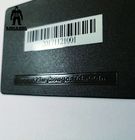 Κενές επαγγελματικές κάρτες μετάλλων κειμένων Deboss, μαύρες μεταλλικές επαγγελματικές κάρτες με τον κώδικα φραγμών