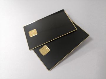 Συνήθεια 0.8mm σαφής τραπεζική κάρτα μετάλλων μεταλλινών μαύρη με την τρύπα τσιπ επαφών