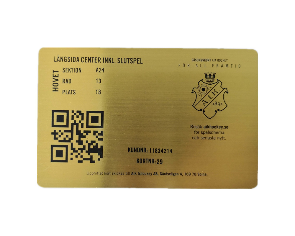 QR κώδικα μετάλλων ιδιότητας μέλους καρτών ορείχαλκου εκτύπωση που βουρτσίζεται μαύρη